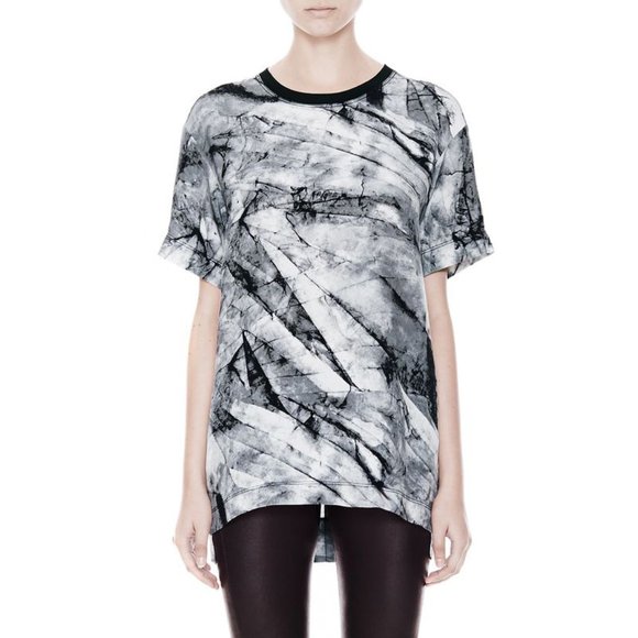 Helmut Lang "Terrene" Short Sleeve Printed Black/ White Top, size XS - Picture 1 of 8